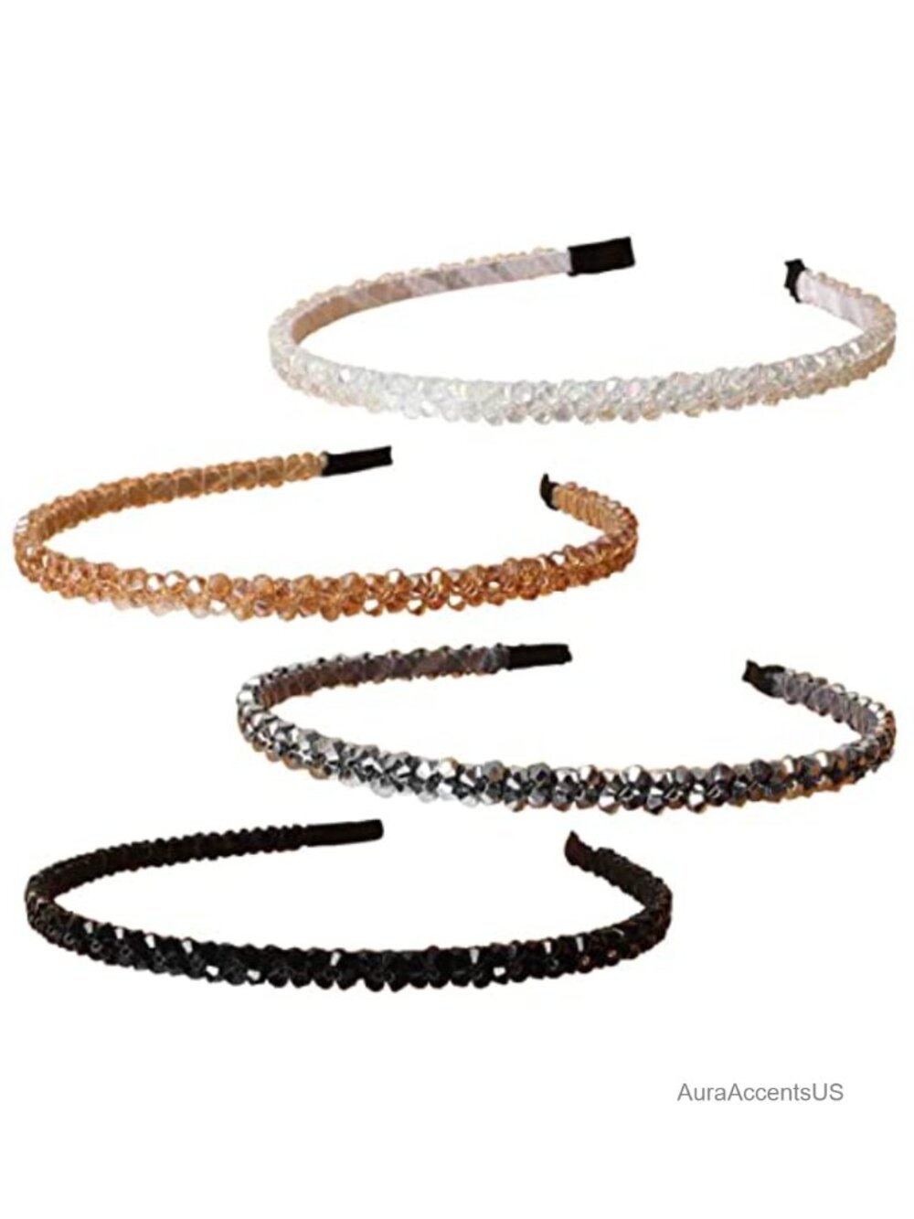Crystal Rhinestone Headbands Set Double Row Metal Hair Accessories